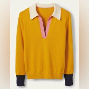 Boden tuscan sun yellow gold cotton wool sweater top medium size 6
